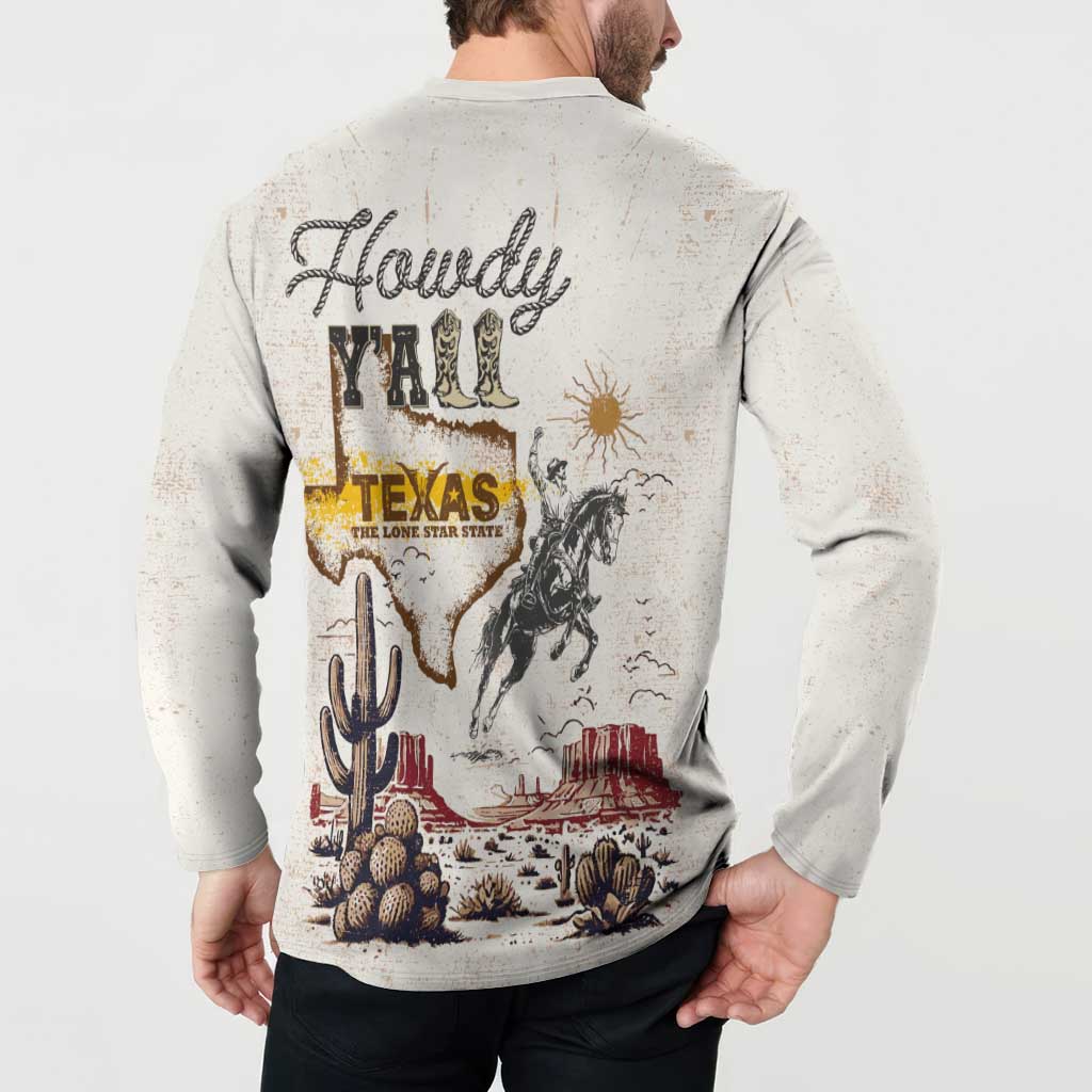 Texas Heritage Vintage Style Button Sweatshirt Howdy Y’all and Lone Star State - Wonder Print Shop