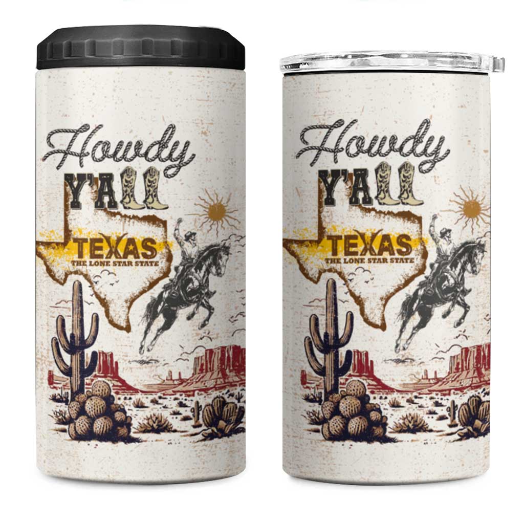 Texas Heritage Vintage Style 4 in 1 Can Cooler Tumbler Howdy Y’all and Lone Star State - Wonder Print Shop