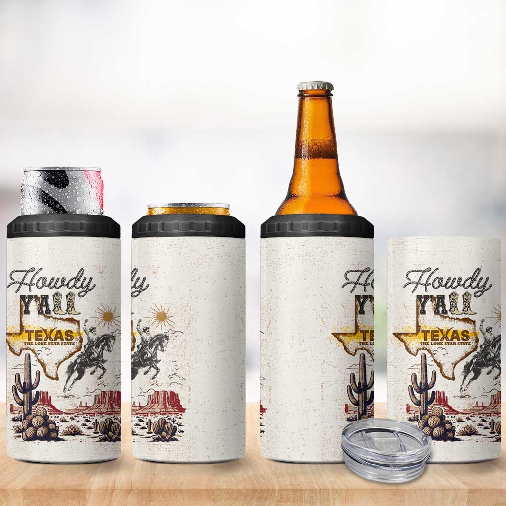 Texas Heritage Vintage Style 4 in 1 Can Cooler Tumbler Howdy Y’all and Lone Star State - Wonder Print Shop