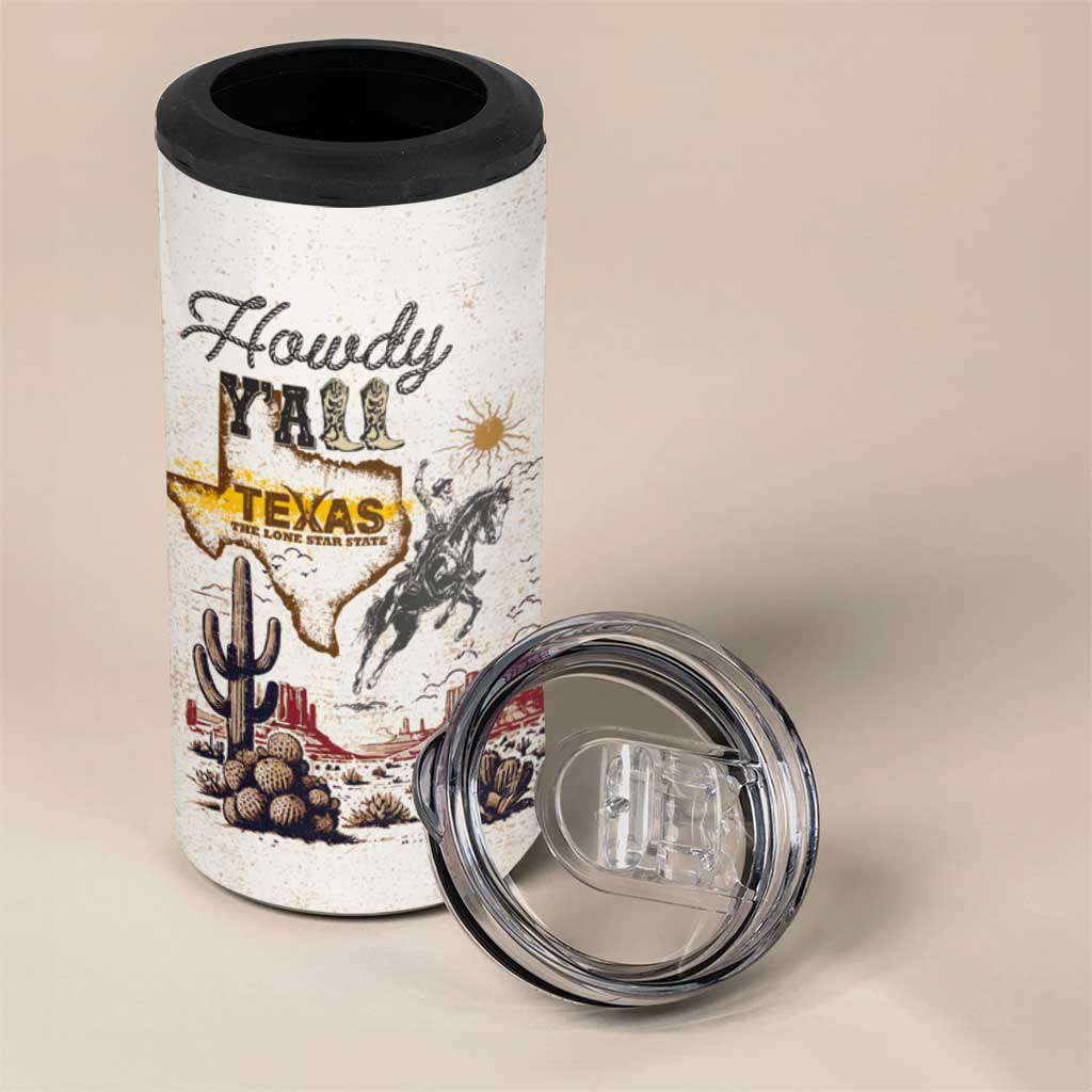 Texas Heritage Vintage Style 4 in 1 Can Cooler Tumbler Howdy Y’all and Lone Star State - Wonder Print Shop