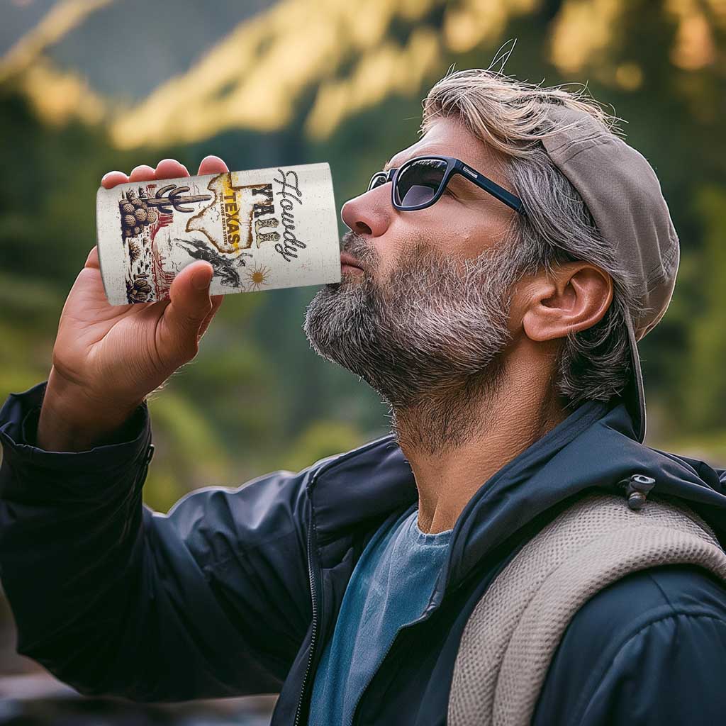Texas Heritage Vintage Style 4 in 1 Can Cooler Tumbler Howdy Y’all and Lone Star State - Wonder Print Shop
