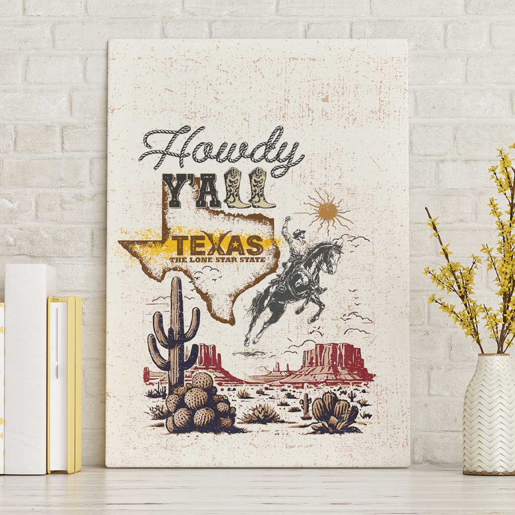 Texas Heritage Vintage Style Canvas Wall Art Howdy Y’all and Lone Star State - Wonder Print Shop