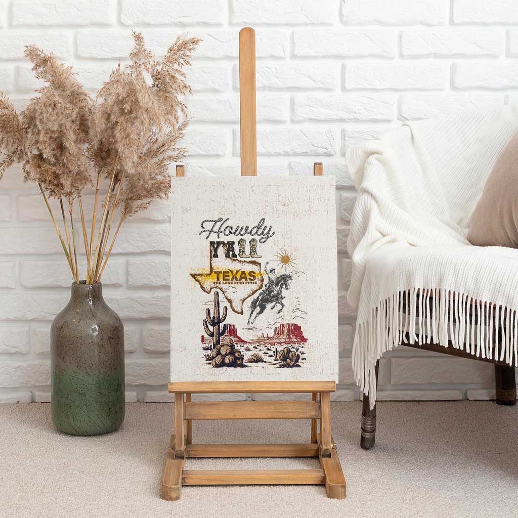 Texas Heritage Vintage Style Canvas Wall Art Howdy Y’all and Lone Star State - Wonder Print Shop
