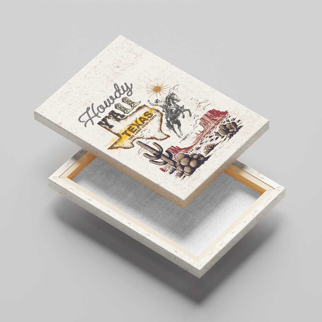 Texas Heritage Vintage Style Canvas Wall Art Howdy Y’all and Lone Star State - Wonder Print Shop