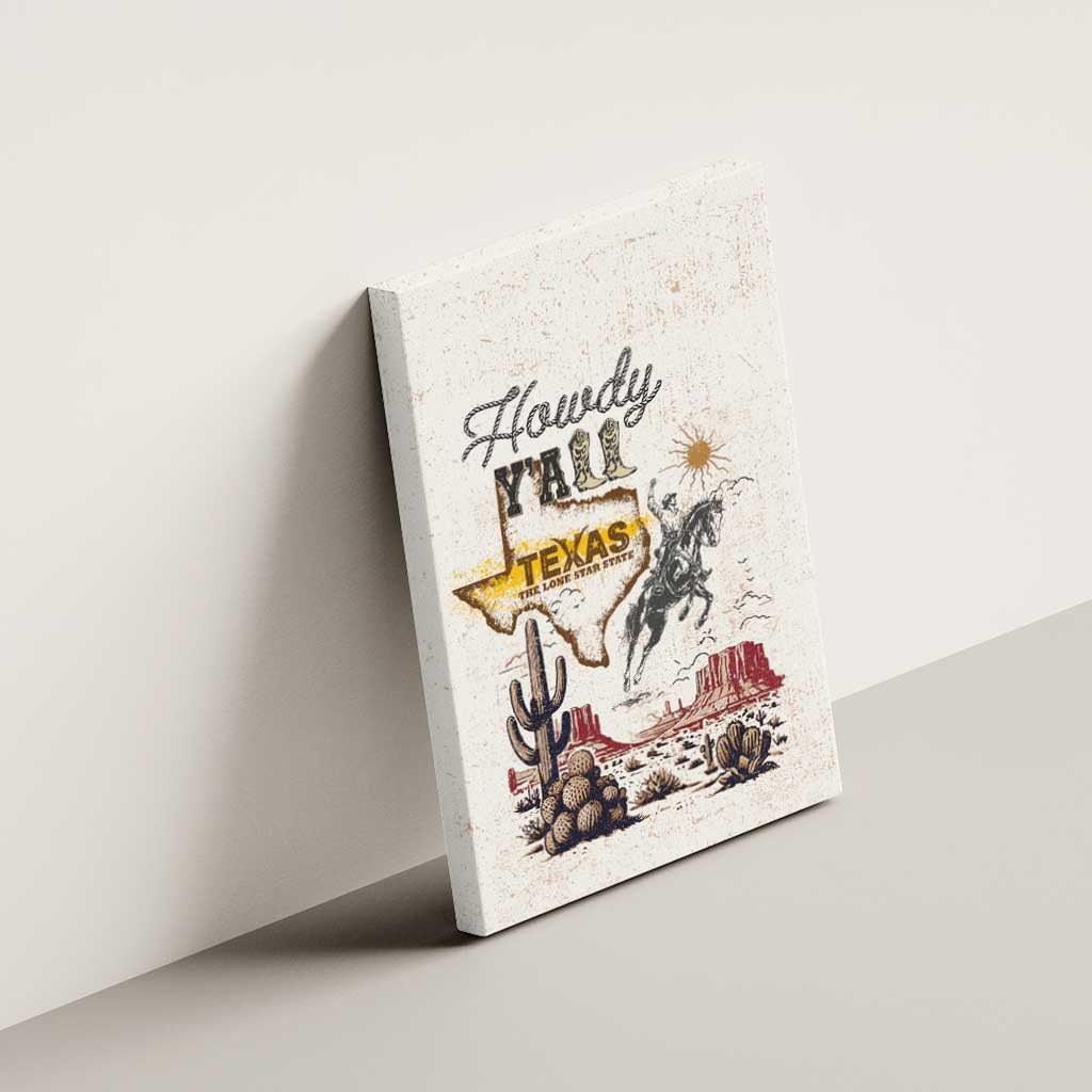 Texas Heritage Vintage Style Canvas Wall Art Howdy Y’all and Lone Star State - Wonder Print Shop