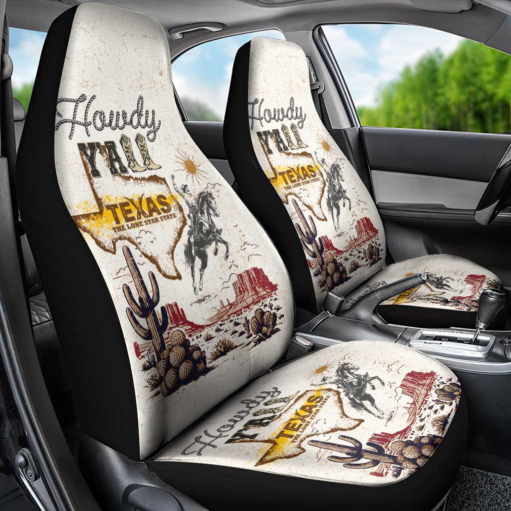 Texas Heritage Vintage Style Car Seat Cover Howdy Y’all and Lone Star State - Wonder Print Shop