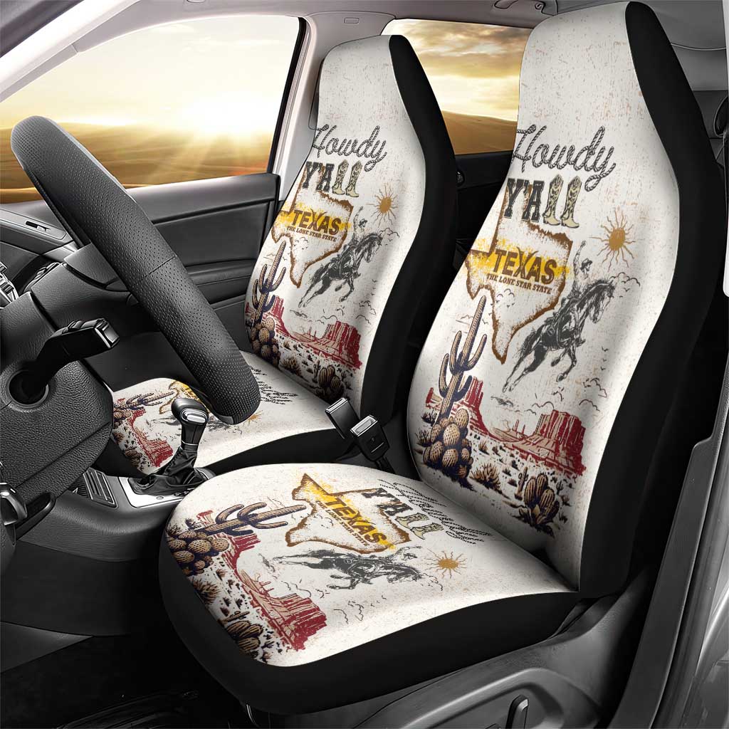 Texas Heritage Vintage Style Car Seat Cover Howdy Y’all and Lone Star State - Wonder Print Shop
