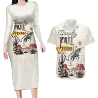 Texas Heritage Vintage Style Couples Matching Long Sleeve Bodycon Dress and Hawaiian Shirt Howdy Y’all and Lone Star State - Wonder Print Shop