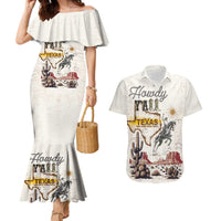 Texas Heritage Vintage Style Couples Matching Mermaid Dress and Hawaiian Shirt Howdy Y’all and Lone Star State - Wonder Print Shop