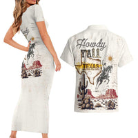 Texas Heritage Vintage Style Couples Matching Short Sleeve Bodycon Dress and Hawaiian Shirt Howdy Y’all and Lone Star State - Wonder Print Shop
