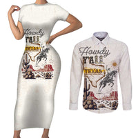 Texas Heritage Vintage Style Couples Matching Short Sleeve Bodycon Dress and Long Sleeve Button Shirt Howdy Y’all and Lone Star State - Wonder Print Shop