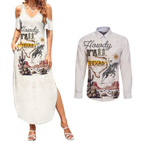 Texas Heritage Vintage Style Couples Matching Summer Maxi Dress and Long Sleeve Button Shirt Howdy Y’all and Lone Star State - Wonder Print Shop