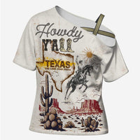 Texas Heritage Vintage Style Cross Shoulder Shirt Howdy Y’all and Lone Star State - Wonder Print Shop