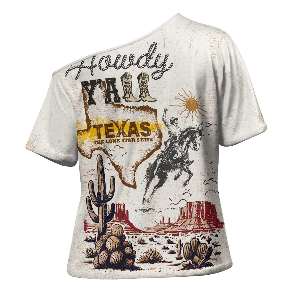 Texas Heritage Vintage Style Cross Shoulder Shirt Howdy Y’all and Lone Star State - Wonder Print Shop