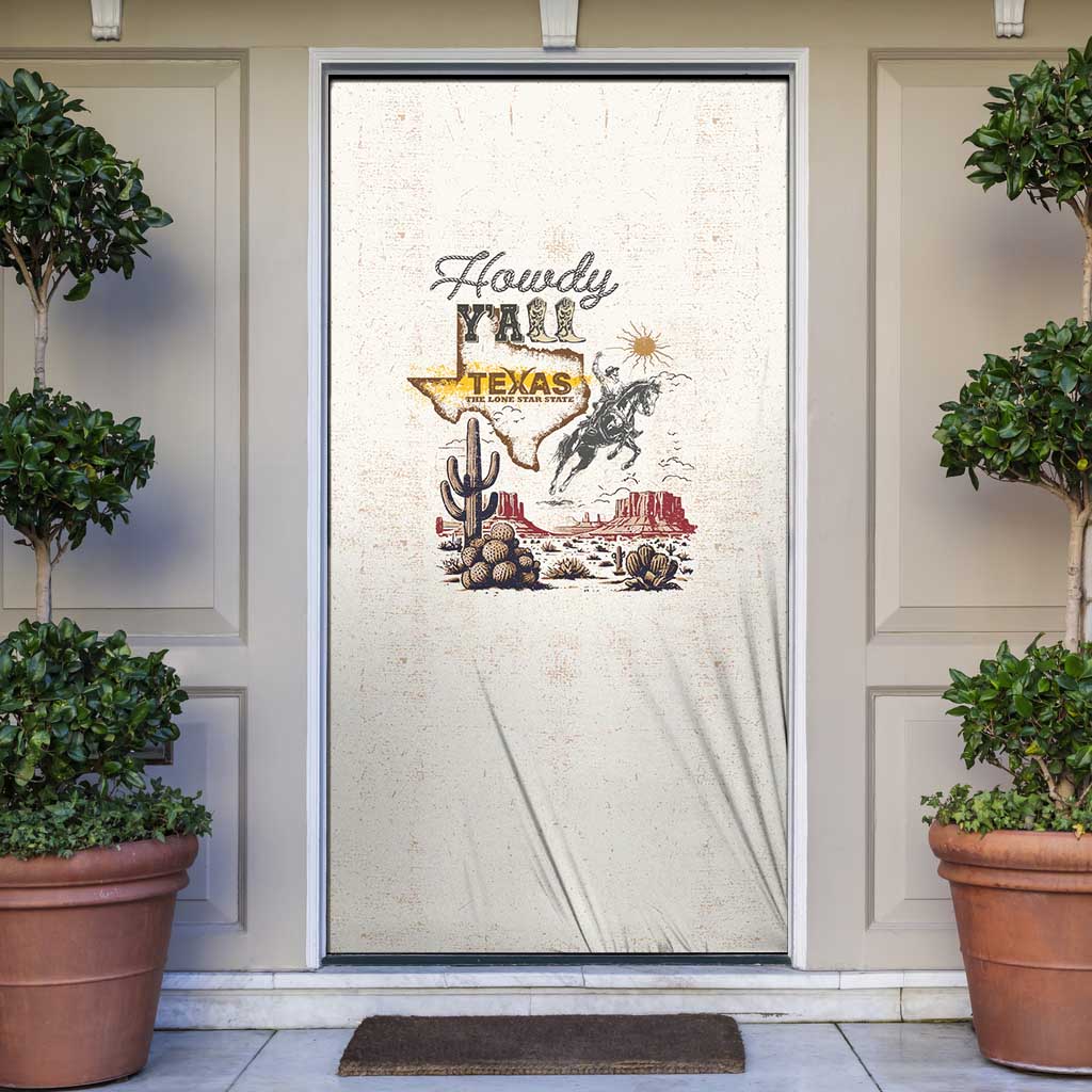 Texas Heritage Vintage Style Door Cover Howdy Y’all and Lone Star State - Wonder Print Shop