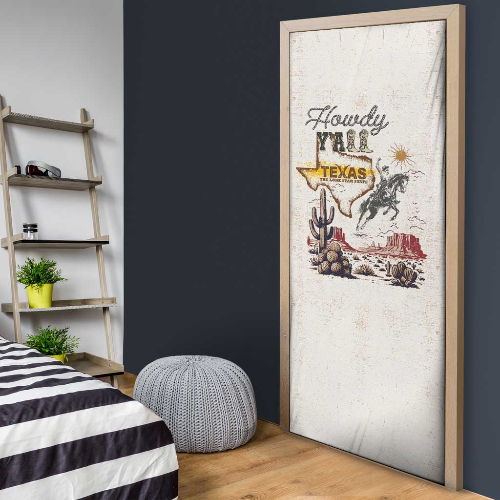 Texas Heritage Vintage Style Door Cover Howdy Y’all and Lone Star State - Wonder Print Shop