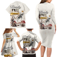 Texas Heritage Vintage Style Family Matching Long Sleeve Bodycon Dress and Hawaiian Shirt Howdy Y’all and Lone Star State - Wonder Print Shop