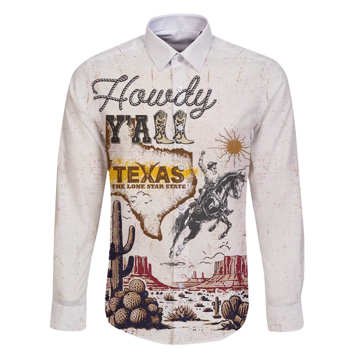 Texas Heritage Vintage Style Family Matching Off The Shoulder Long Sleeve Dress and Hawaiian Shirt Howdy Y’all and Lone Star State - Wonder Print Shop