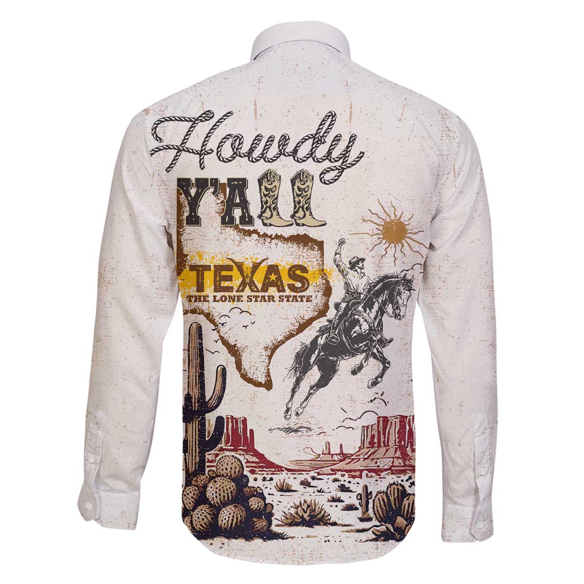 Texas Heritage Vintage Style Family Matching Off The Shoulder Long Sleeve Dress and Hawaiian Shirt Howdy Y’all and Lone Star State - Wonder Print Shop