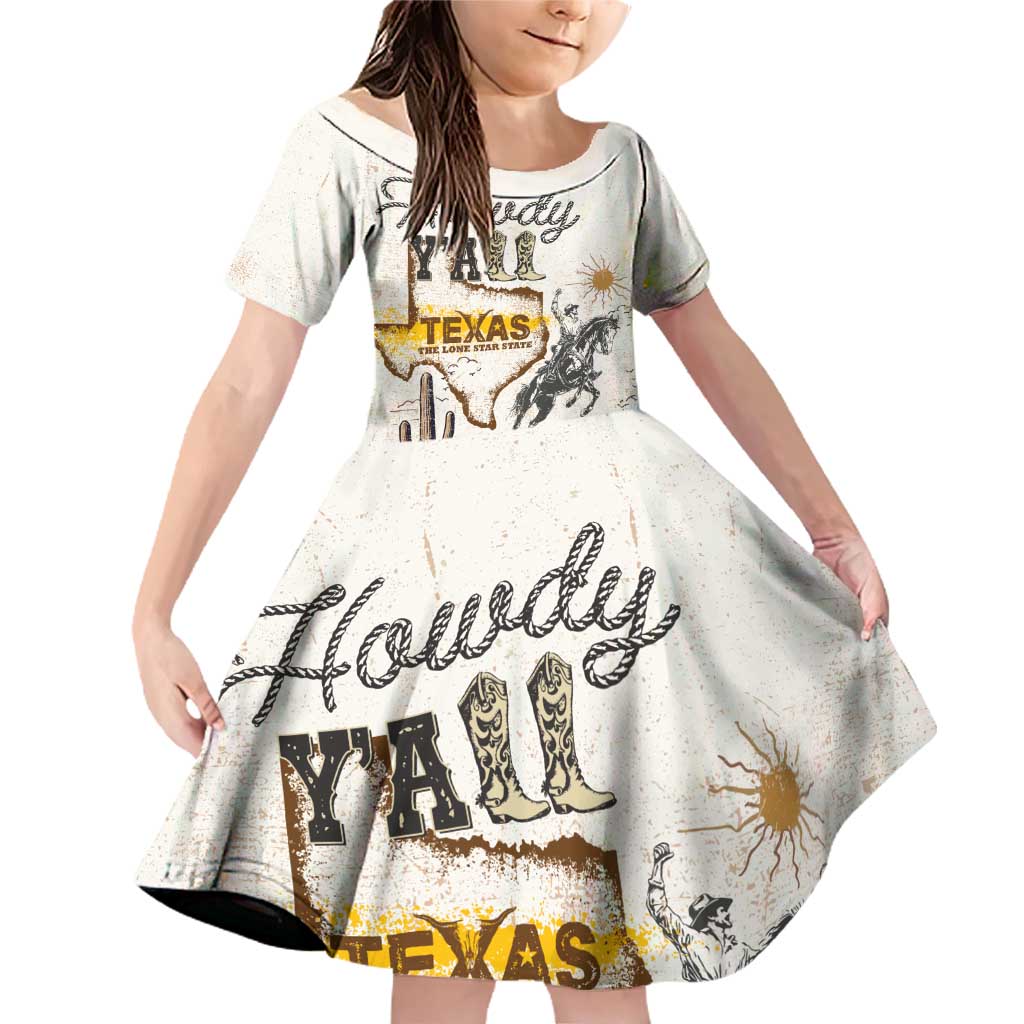 Texas Heritage Vintage Style Family Matching Off Shoulder Short Dress and Hawaiian Shirt Howdy Y’all and Lone Star State - Wonder Print Shop