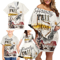 Texas Heritage Vintage Style Family Matching Off Shoulder Short Dress and Hawaiian Shirt Howdy Y’all and Lone Star State - Wonder Print Shop