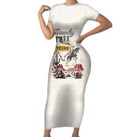 Texas Heritage Vintage Style Family Matching Short Sleeve Bodycon Dress and Hawaiian Shirt Howdy Y’all and Lone Star State - Wonder Print Shop