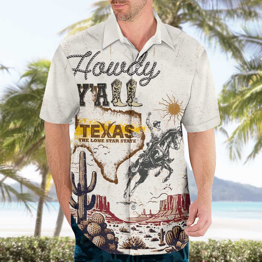 Texas Heritage Vintage Style Hawaiian Shirt Howdy Y’all and Lone Star State - Wonder Print Shop