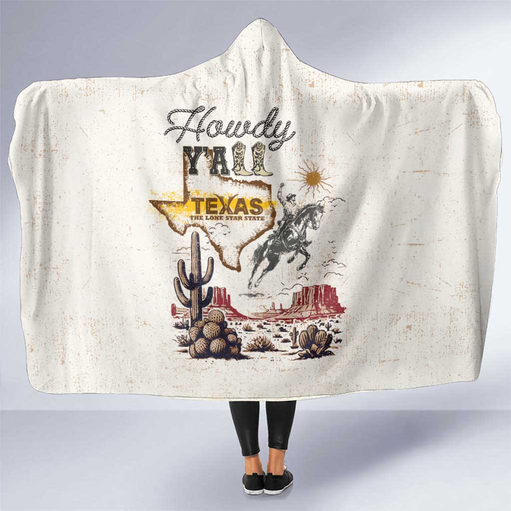 Texas Heritage Vintage Style Hooded Blanket Howdy Y’all and Lone Star State - Wonder Print Shop