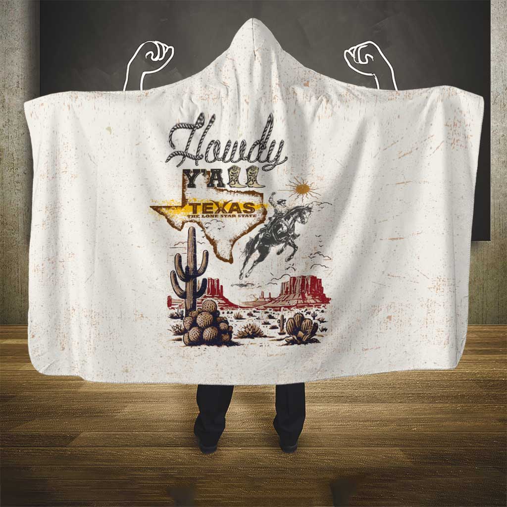 Texas Heritage Vintage Style Hooded Blanket Howdy Y’all and Lone Star State - Wonder Print Shop