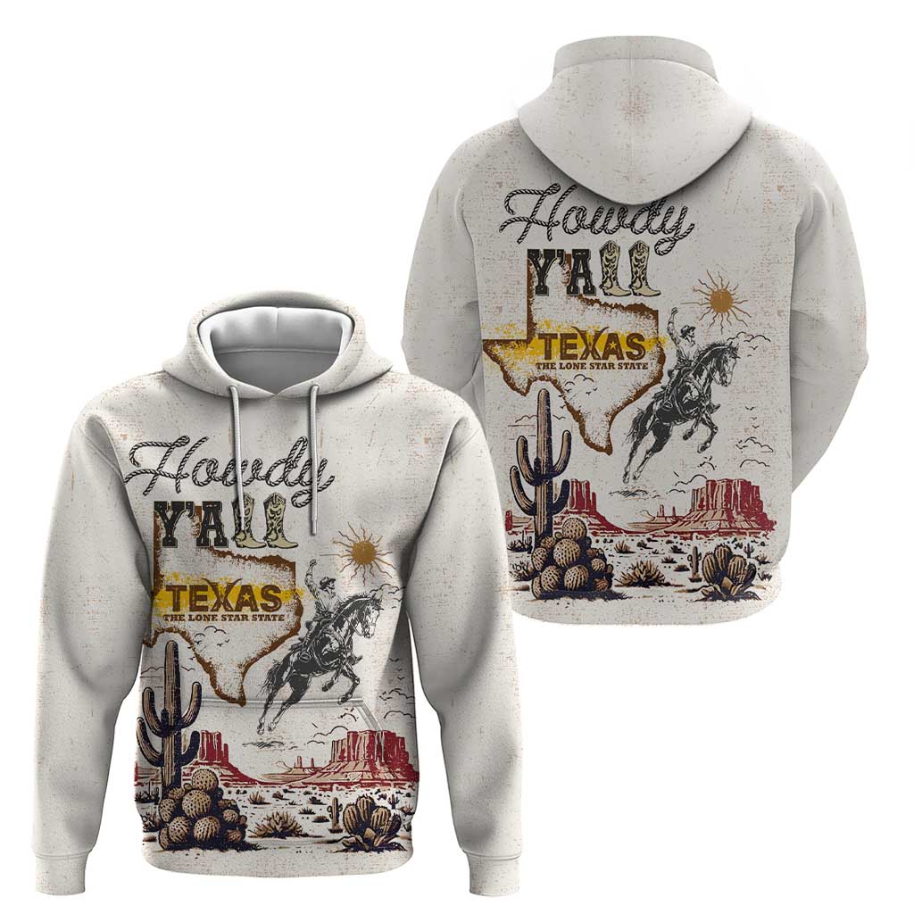 Texas Heritage Vintage Style Hoodie Howdy Y’all and Lone Star State - Wonder Print Shop