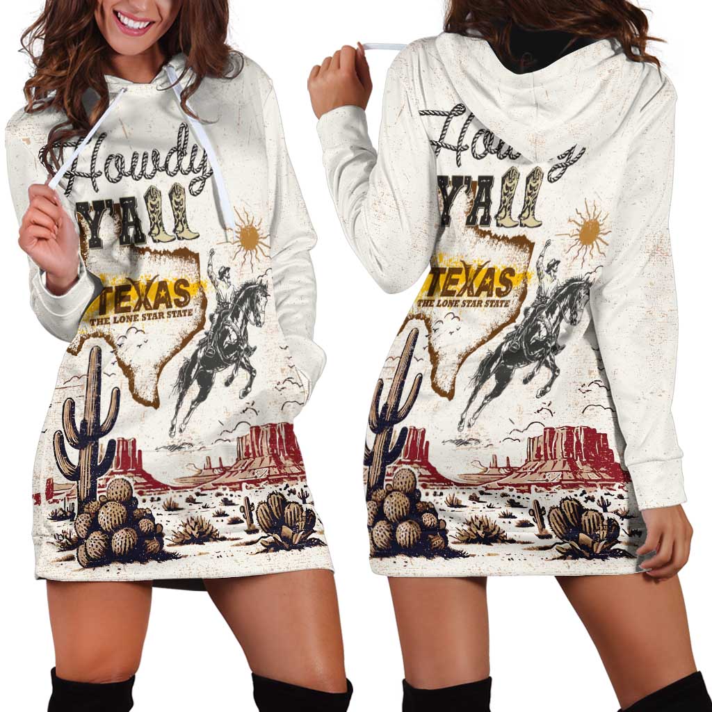 Texas Heritage Vintage Style Hoodie Dress Howdy Y’all and Lone Star State - Wonder Print Shop