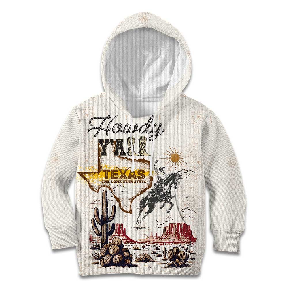 Texas Heritage Vintage Style Kid Hoodie Howdy Y’all and Lone Star State - Wonder Print Shop