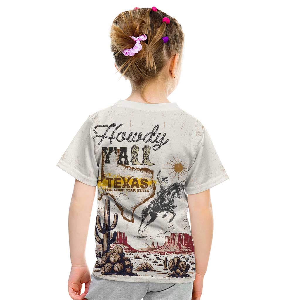Texas Heritage Vintage Style Kid T Shirt Howdy Y’all and Lone Star State - Wonder Print Shop