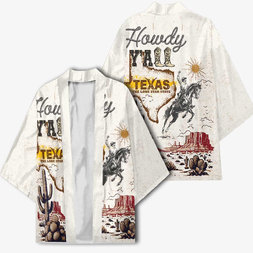 Texas Heritage Vintage Style Kimono Howdy Y’all and Lone Star State - Wonder Print Shop