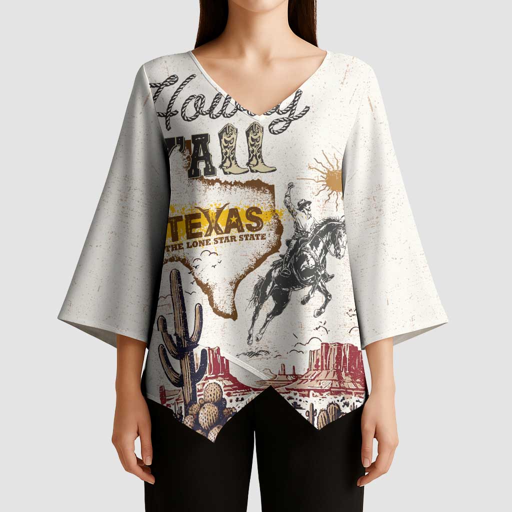 Texas Heritage Vintage Style Kimono Sleeve Blouse Howdy Y’all and Lone Star State - Wonder Print Shop