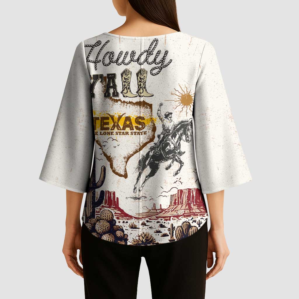Texas Heritage Vintage Style Kimono Sleeve Blouse Howdy Y’all and Lone Star State - Wonder Print Shop