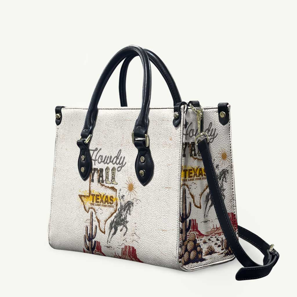 Texas Heritage Vintage Style Leather Bag Howdy Y’all and Lone Star State - Wonder Print Shop
