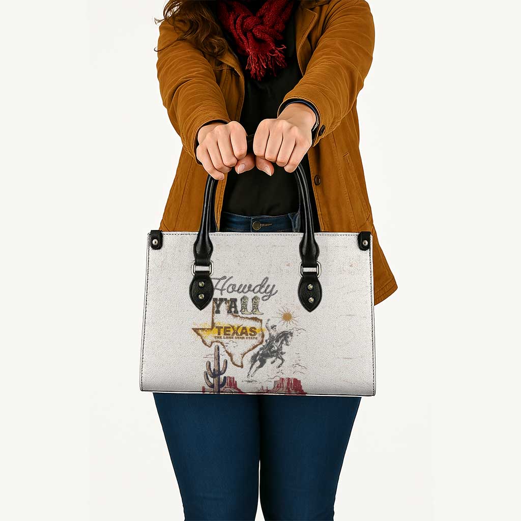 Texas Heritage Vintage Style Leather Bag Howdy Y’all and Lone Star State - Wonder Print Shop
