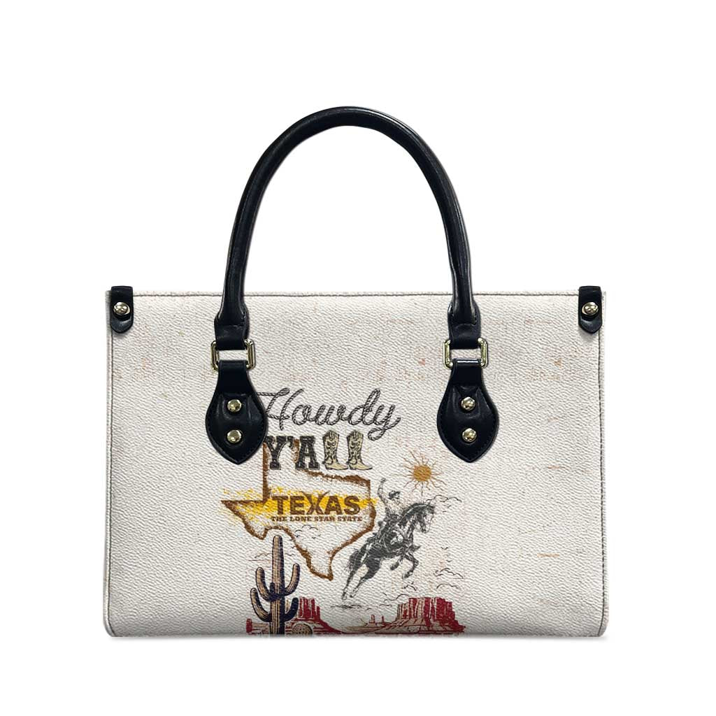 Texas Heritage Vintage Style Leather Bag Howdy Y’all and Lone Star State - Wonder Print Shop