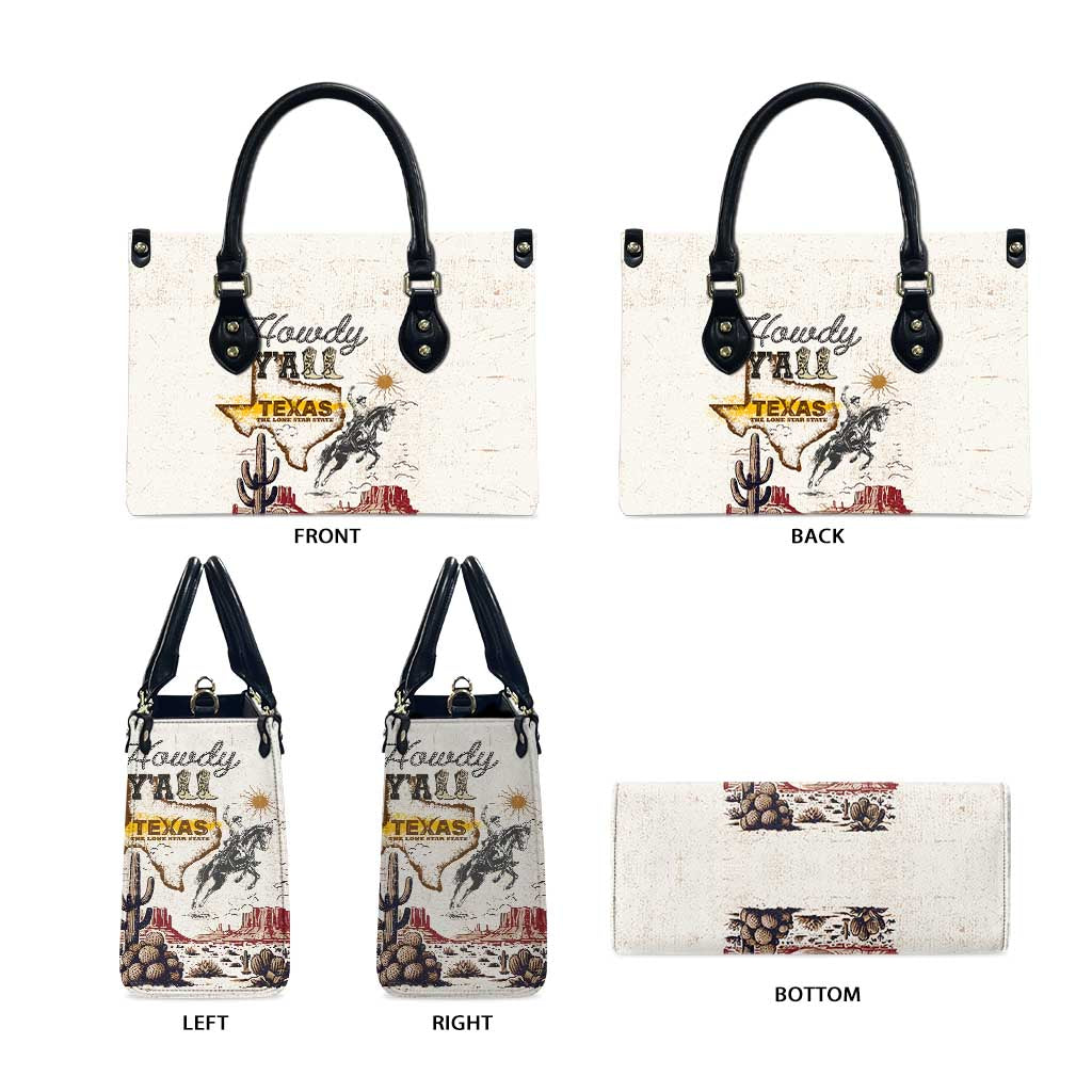 Texas Heritage Vintage Style Leather Bag Howdy Y’all and Lone Star State - Wonder Print Shop