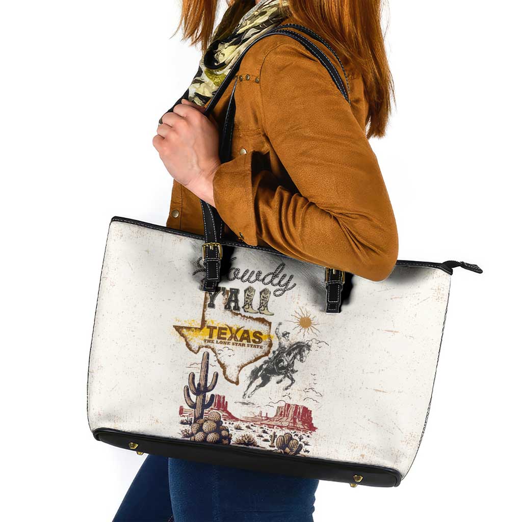 Texas Heritage Vintage Style Leather Tote Bag Howdy Y’all and Lone Star State - Wonder Print Shop