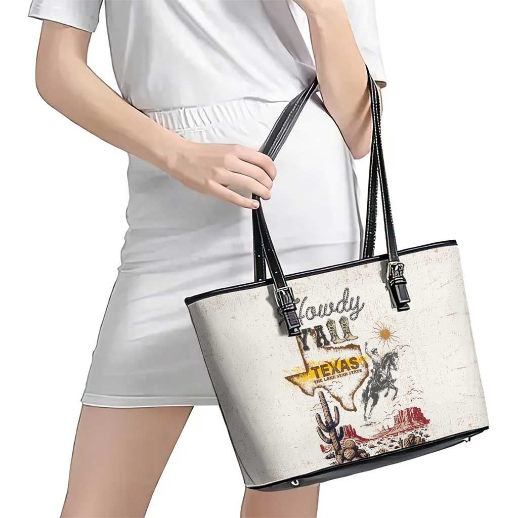 Texas Heritage Vintage Style Leather Tote Bag Howdy Y’all and Lone Star State - Wonder Print Shop