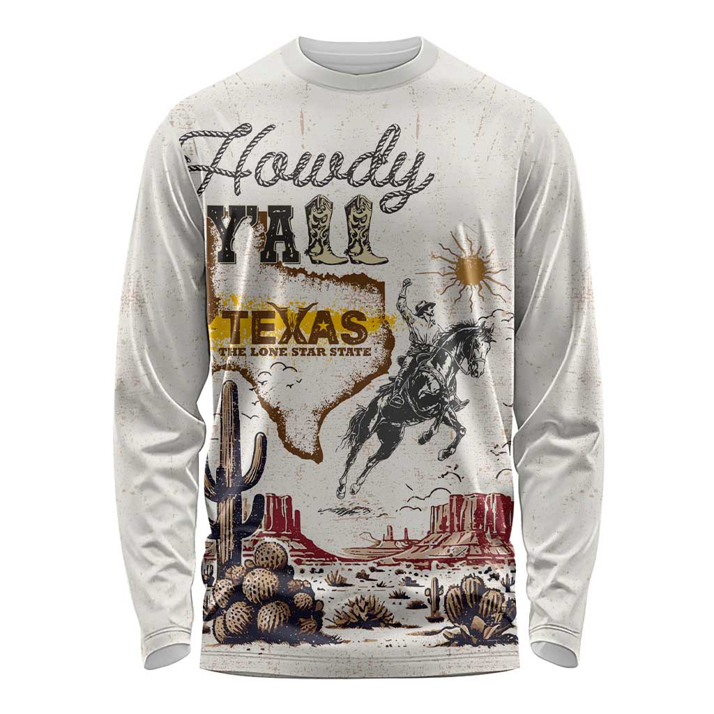 Texas Heritage Vintage Style Long Sleeve Shirt Howdy Y’all and Lone Star State - Wonder Print Shop