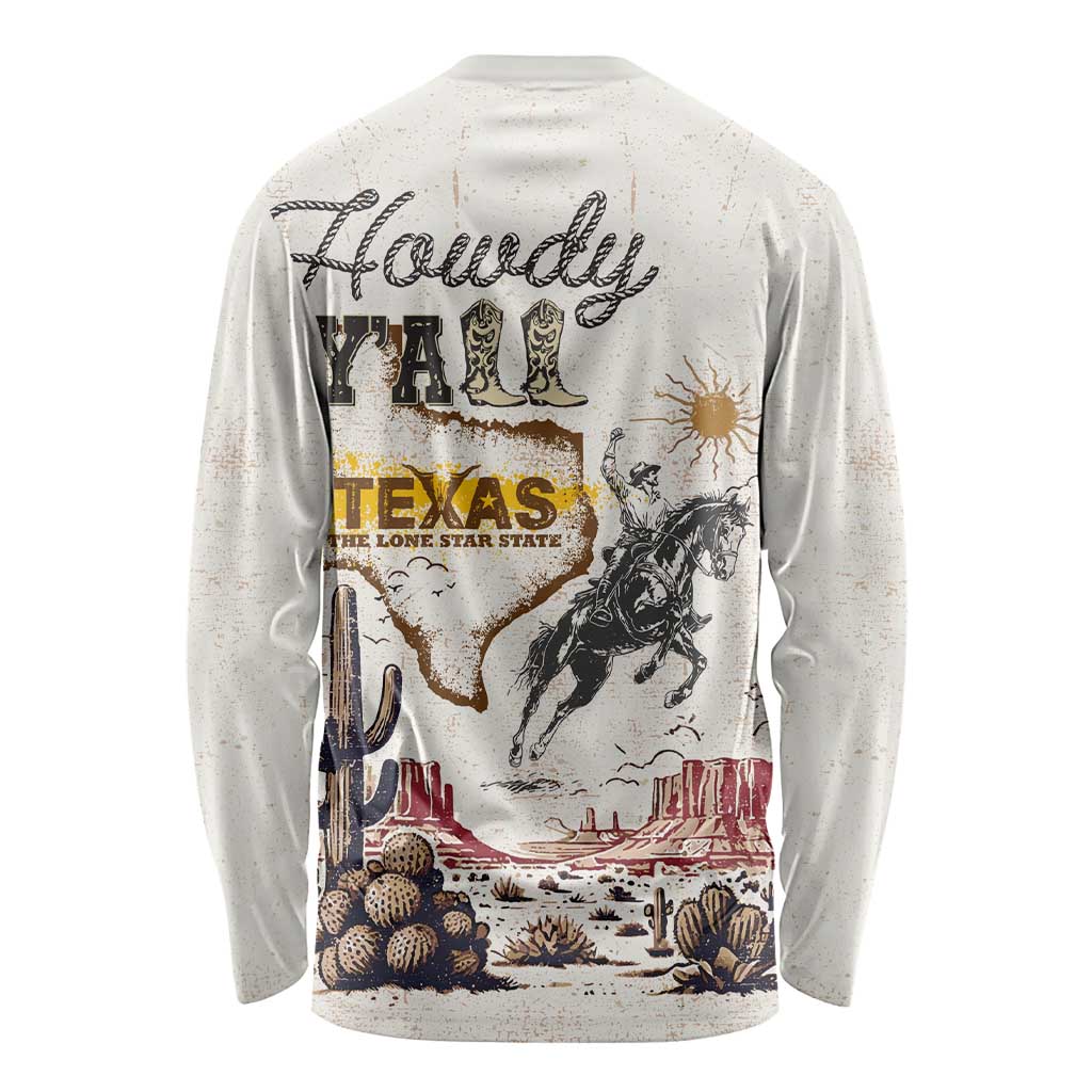 Texas Heritage Vintage Style Long Sleeve Shirt Howdy Y’all and Lone Star State - Wonder Print Shop