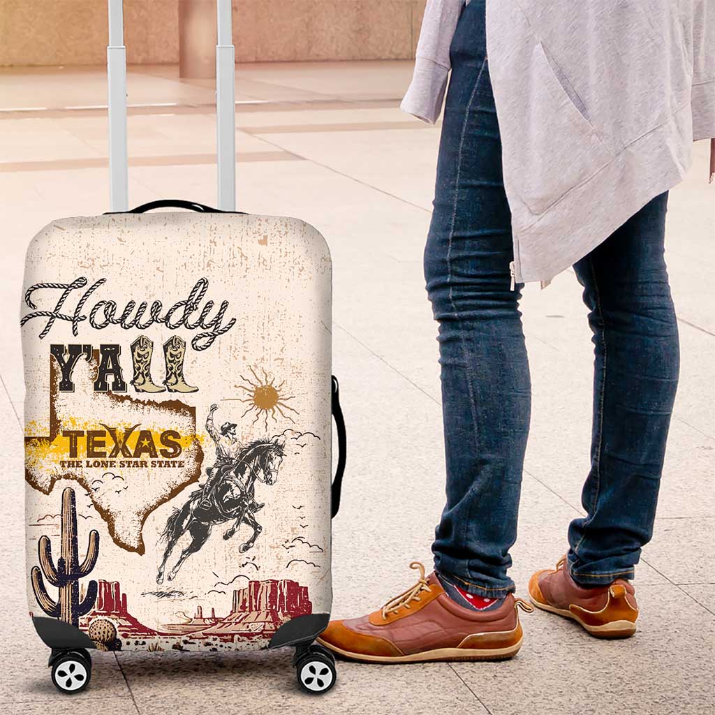 Texas Heritage Vintage Style Luggage Cover Howdy Y’all and Lone Star State - Wonder Print Shop