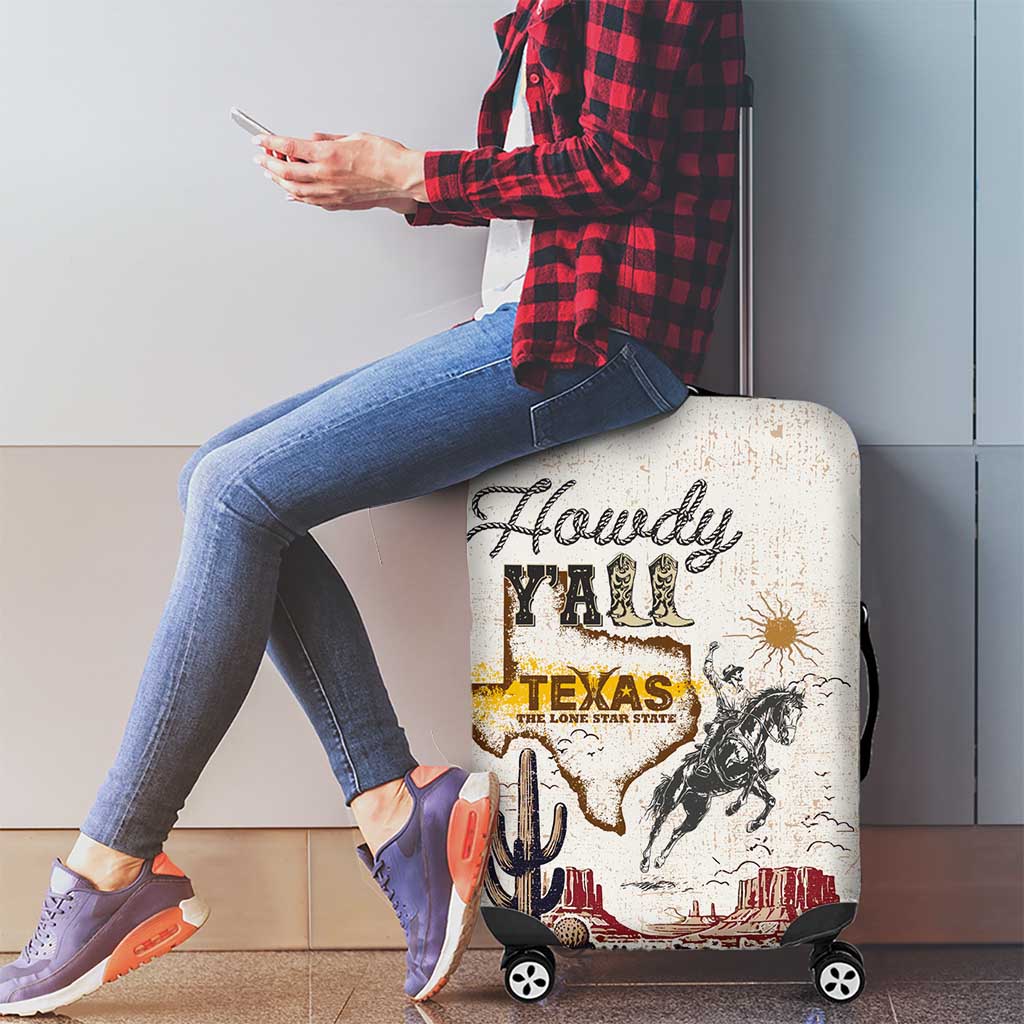 Texas Heritage Vintage Style Luggage Cover Howdy Y’all and Lone Star State - Wonder Print Shop