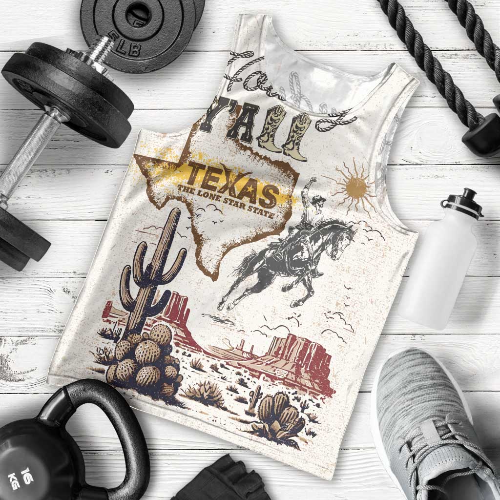 Texas Heritage Vintage Style Men Tank Top Howdy Y’all and Lone Star State - Wonder Print Shop