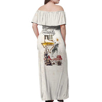 Texas Heritage Vintage Style Off Shoulder Maxi Dress Howdy Y’all and Lone Star State - Wonder Print Shop