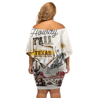 Texas Heritage Vintage Style Off Shoulder Short Dress Howdy Y’all and Lone Star State - Wonder Print Shop