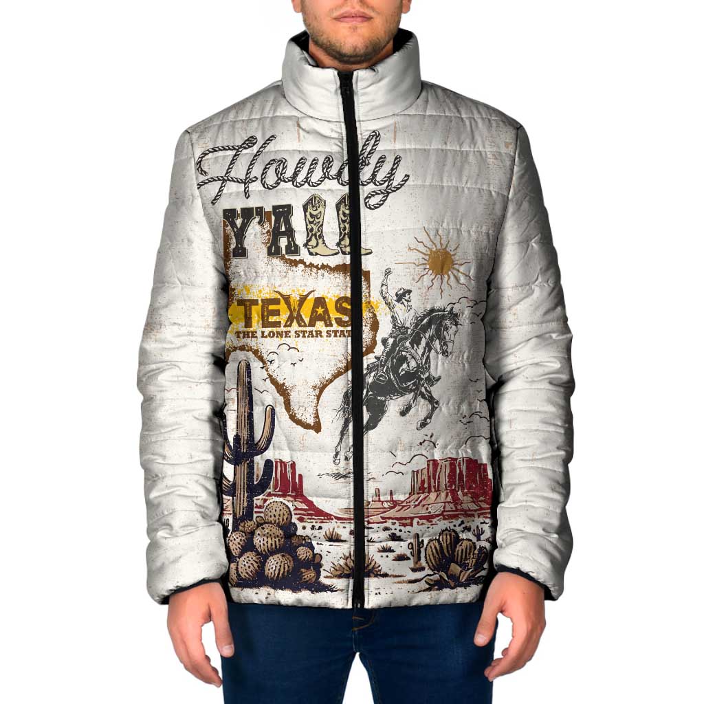 Texas Heritage Vintage Style Padded Jacket Howdy Y’all and Lone Star State - Wonder Print Shop